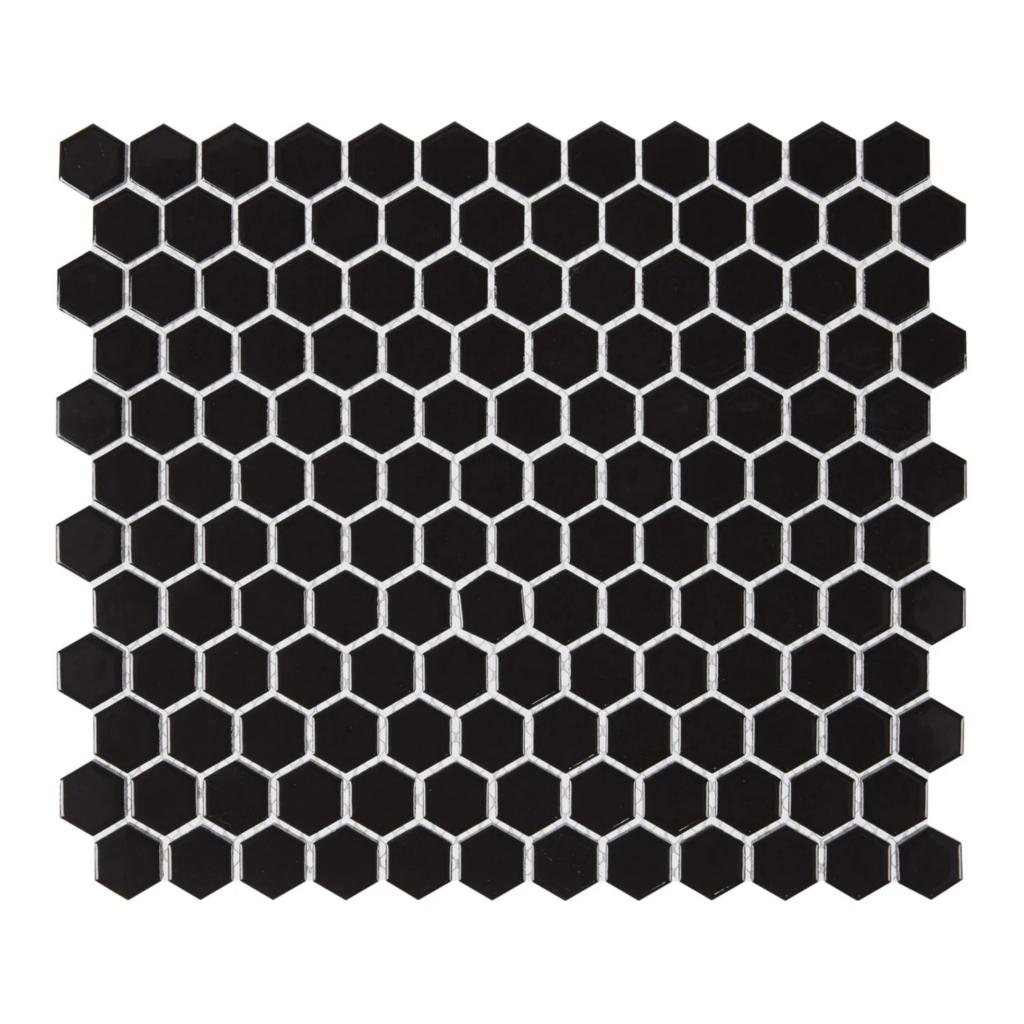 Charcoal 1″ Hexagon Glossy