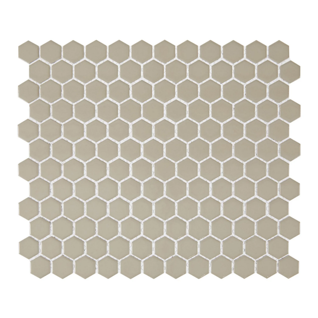 Khaki 1″ Hexagon Glossy