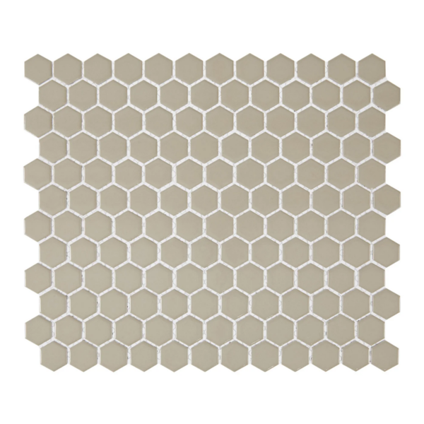 Khaki 1″ Hexagon Glossy