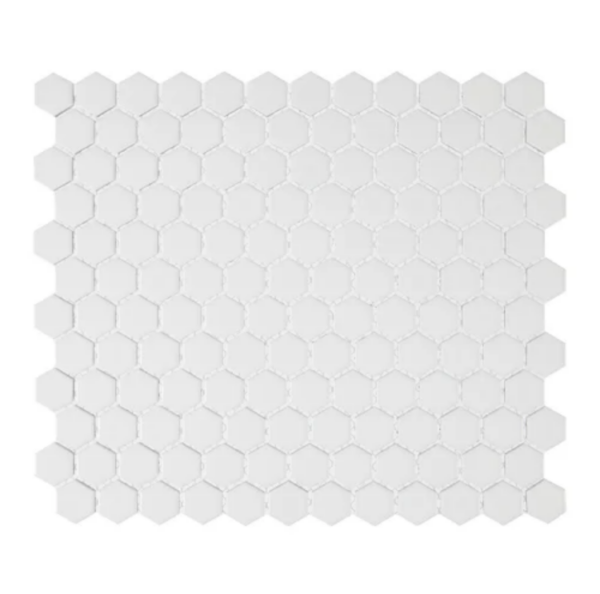 White 1″ Hexagon Glossy