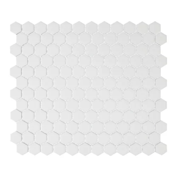 White 1″ Hexagon Glossy